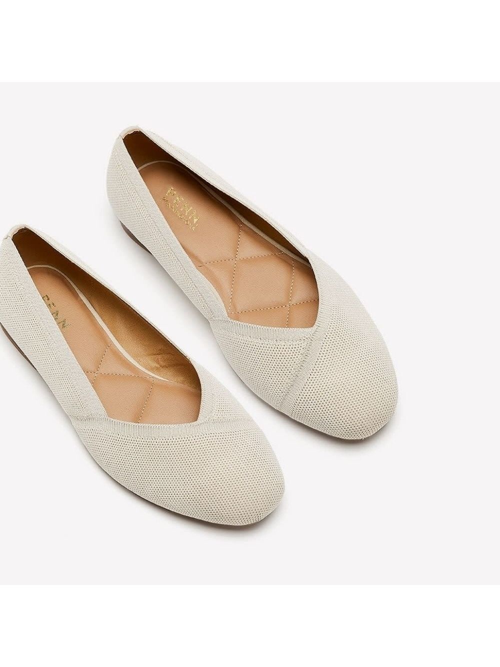8 WW • PENN. • Extra Wide Width Knit Ballerina Flats - Beige
